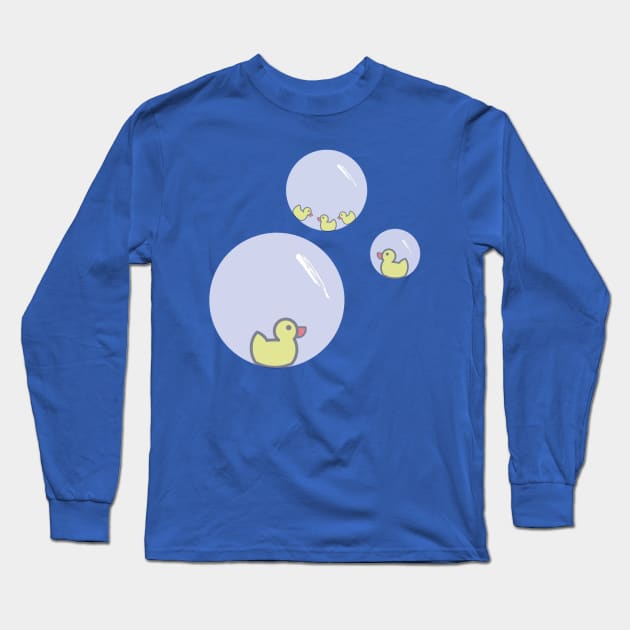 Ducks In Bubbles Long Sleeve T-Shirt by Emma Lorraine Aspen